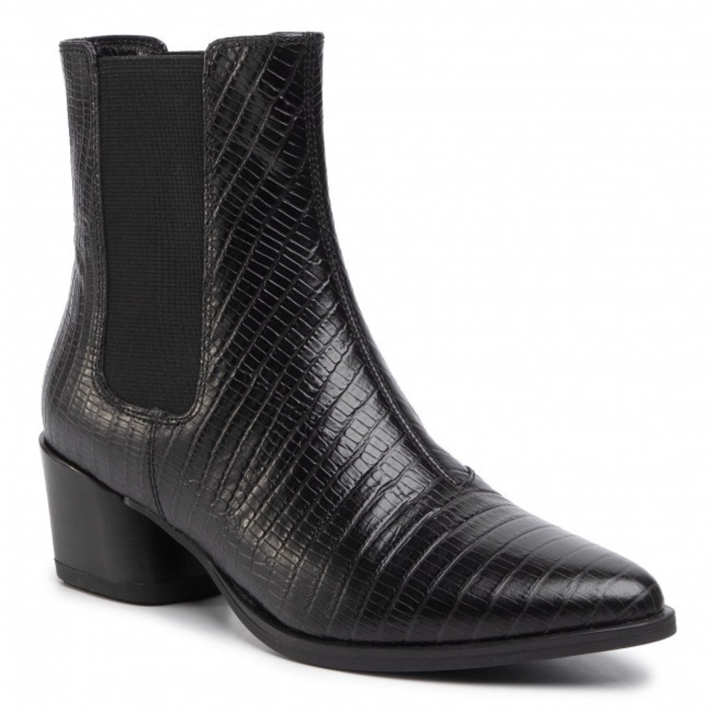 Vagabond Shoemakers Lara Embossed Leather Mid Calf Heeled Boot Size US 8/EU 38